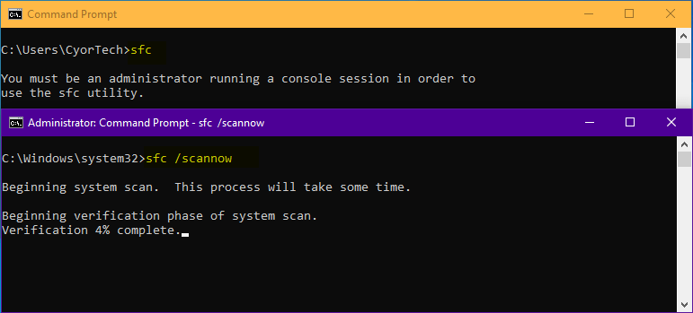 admin command prompt difference